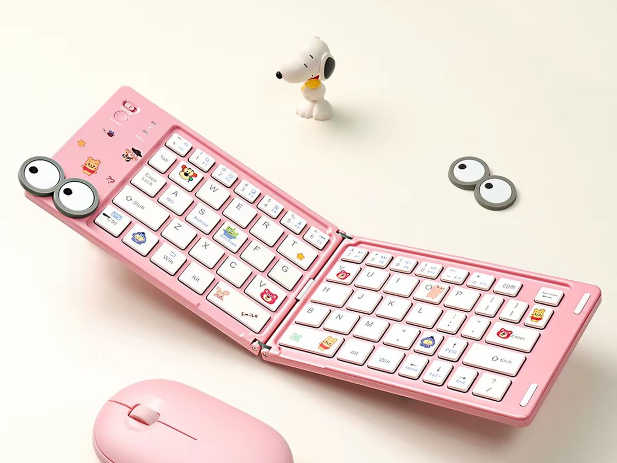 Pink Snoopy Googly Eyes Foldable Portable Tablet Ipad Keyboard
