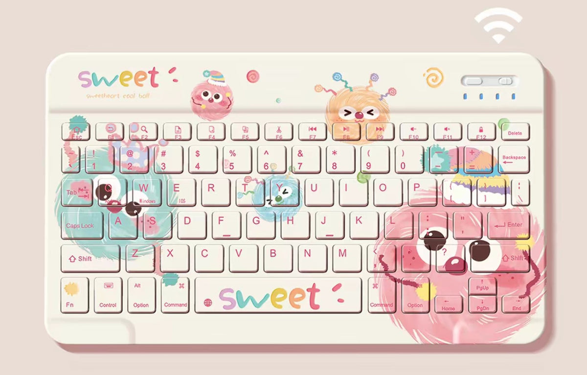 Cream Little Monsters Tablet Ipad Keyboard