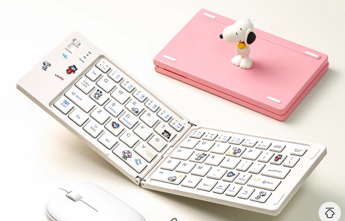 White Snoopy Googly Eyes Foldable Portable Tablet Ipad Keyboard