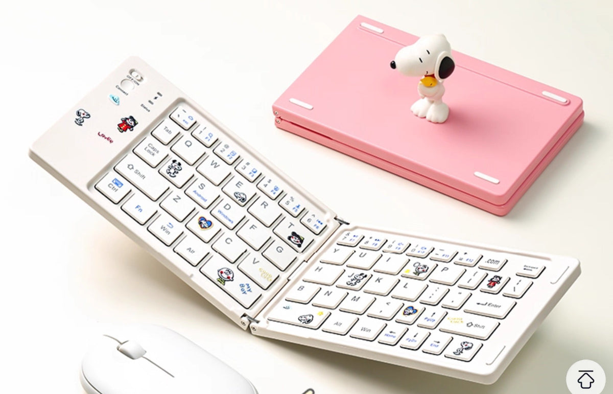 White Snoopy Googly Eyes Foldable Portable Tablet Ipad Keyboard